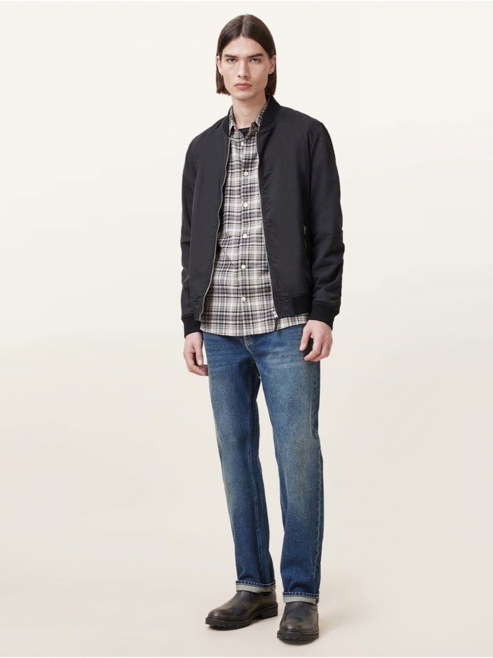 Men's Black Bomber Jacket - Classic Casual Layer BASSETT RAMSKULL BOMBER JACKET